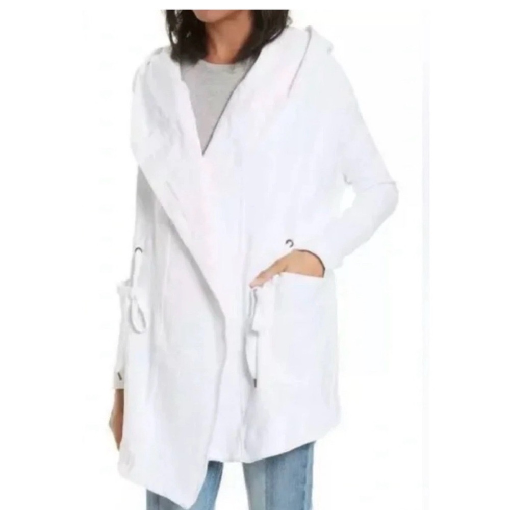 Free People Jackson Cardigan Wrap With Hood 100% Cotton Size small White